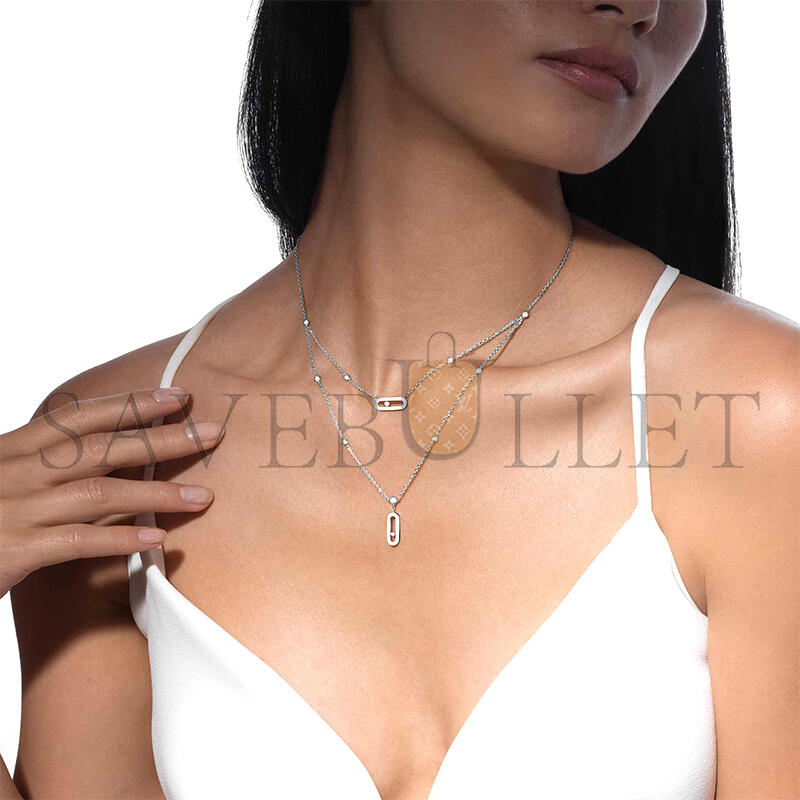 Mes1kaa move uno two-row necklace white gold d1am0nd necklace 08852-wg